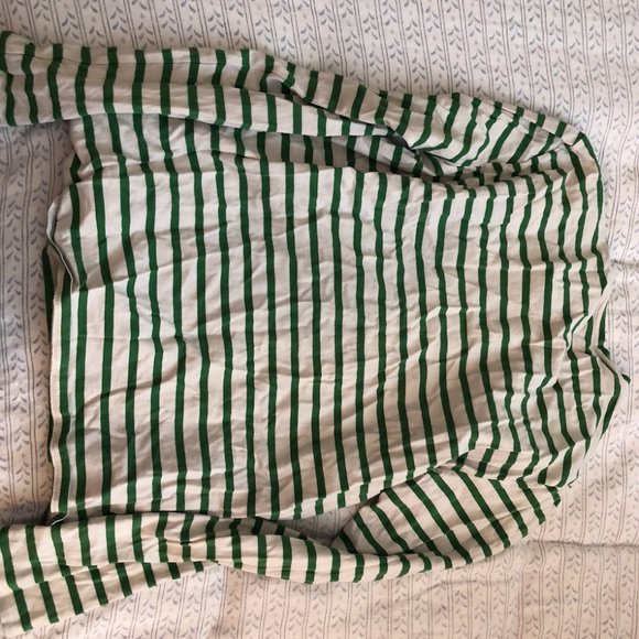 KULE Striped Long Sleeve Top in Green and White - Picture 2 of 3